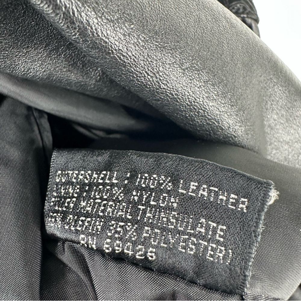 Vintage 80s Wilsons Womens Black Leather Batwing Bomber Jacket Embossed Sz XL - Picture 6 of 10